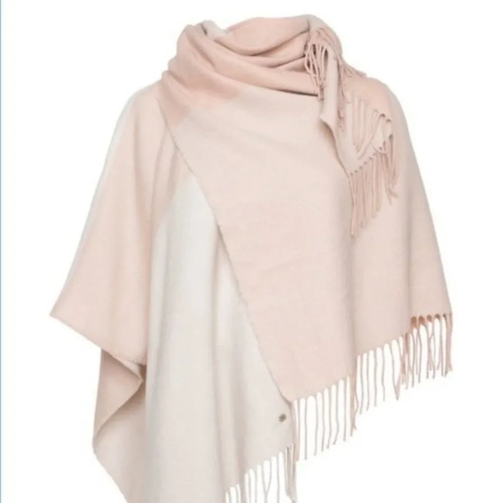 Soia & Kyo Scarfigan Scarf Poncho Cardigan Wrap Pink Plaid‎ Fringe NEW W/ Tags